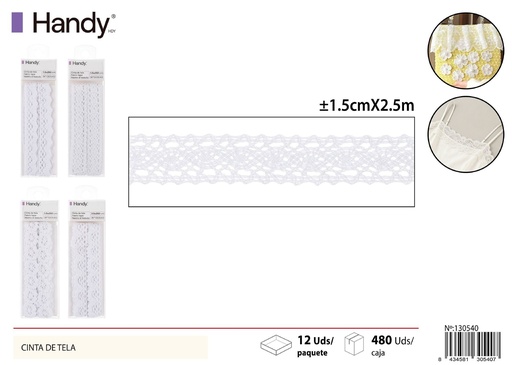 [130540] Cinta de Tela 1.5CM*2.5M Blanca - Cinta decorativa de tela