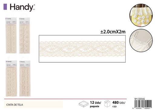 [130542] Cinta de Tela 2.0CM*2M Beige - Cinta decorativa de tela
