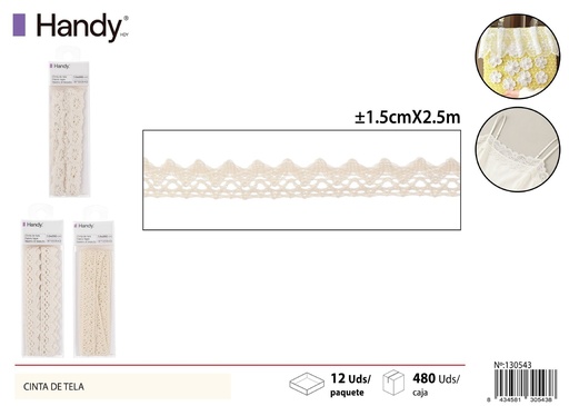 [130543] Cinta de Tela 1.5CM*2.5M Beige - Cinta decorativa de tela