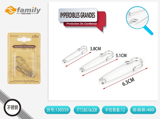 [130559] Imperdibles grandes 3,8/5,1/6,3 cm - Accesorios de costura