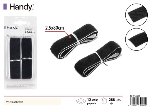 [130591] Cinta autoadhesiva de cierre negro 80cm para manualidades y hogar