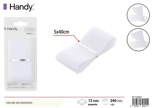 [130601] Cinta autoadhesiva blanco 5.0 sin adhesivo 40cm para cierres