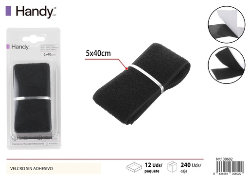 [130602] Cinta autoadhesiva de cierre negro, 40cm para hogar y manualidades