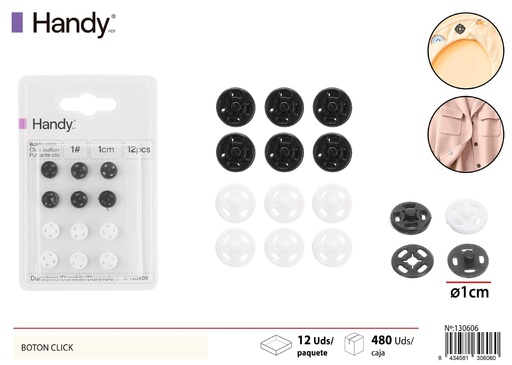 [130606] Botón de nylon negro y blanco - Accesorios de costura