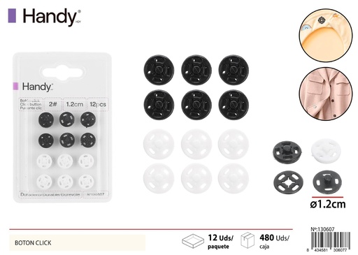 [130607] Botón de nylon negro y blanco - Accesorios de costura