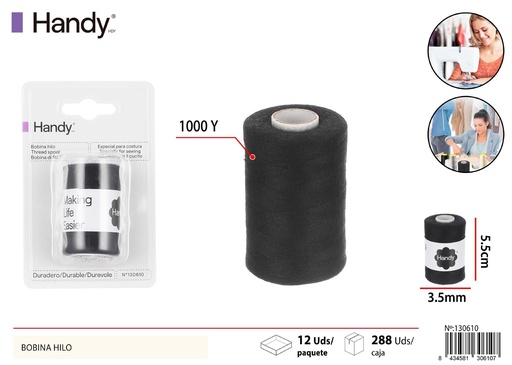[130610] Hilo de costura negro de 1000 yardas - Cuerda para manualidades