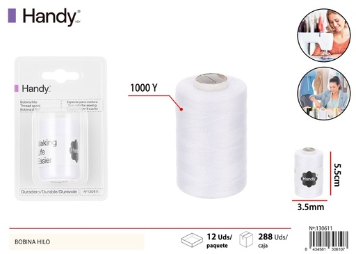 [130611] Hilo de costura blanco de 1000 yardas - Cuerda para manualidades