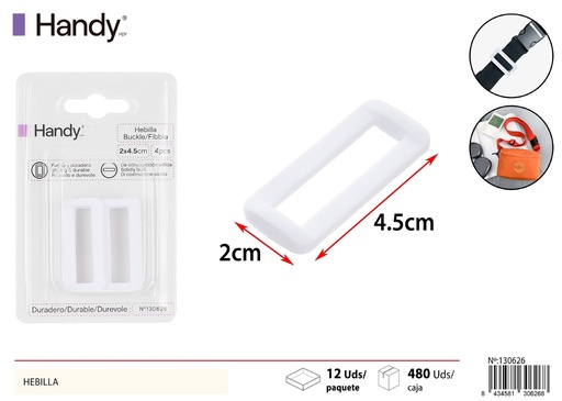 [130626] Hebilla cuadrada blanca 3.2*4 pcs - Accesorios de costura