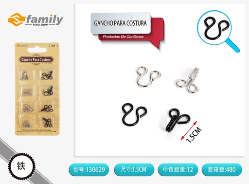 [130629] Gancho para costura 4 agujeros 1.0 cm - Accesorios de costura