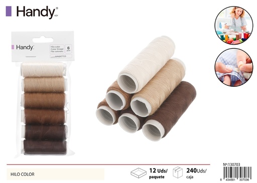 [130703] Hilo colorido en degradado marrón 6PCS - Accesorios de costura