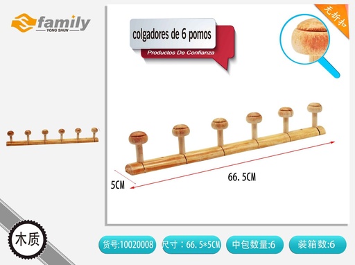 [10020008] Colgadores de 6 pomos para cocina y baño