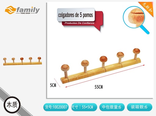[10020007] Colgadores de 5 pomos