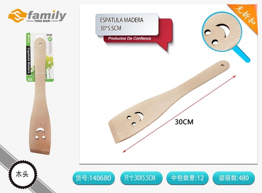 [140680] Espátula de madera con sonrisa 30*5.5cm - Accesorios de cocina