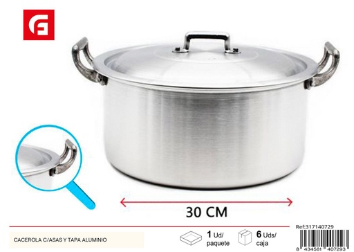 [317140729] Cacerola con asas y tapa aluminio 30 cm - Utensilios de cocina