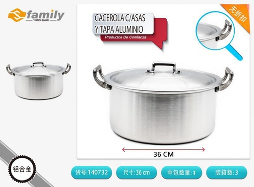 [140732] Cacerola de aluminio 36cm con tapa - Utensilios de cocina