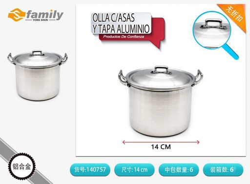 [140757] Olla de aluminio con asas y tapa 14cm