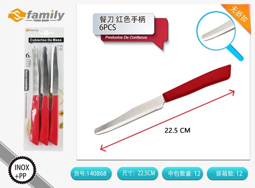 [140868] Cuchillo rojo 6pcs para cocina