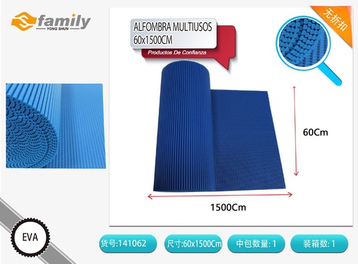 [141062] Alfombra multiusos antideslizante azul 60x1500cm para cocina y hogar