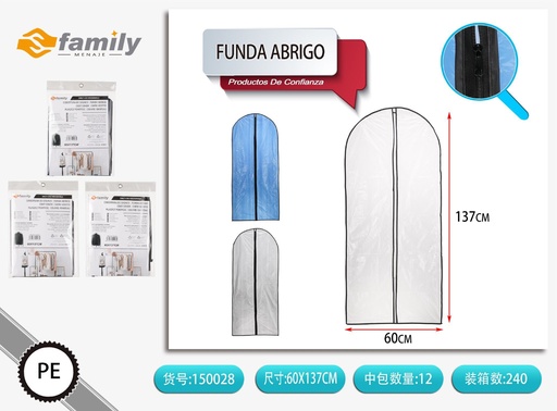 [150028]  Funda de abrigo para traje 60*137 cm - Protección de ropa