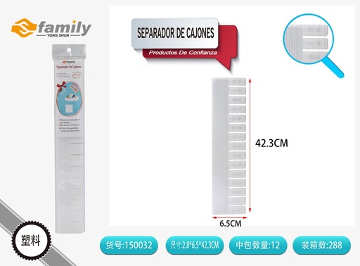 [150032] Separador de cajones 2.8x6.5x42.3cm para organización de cocina