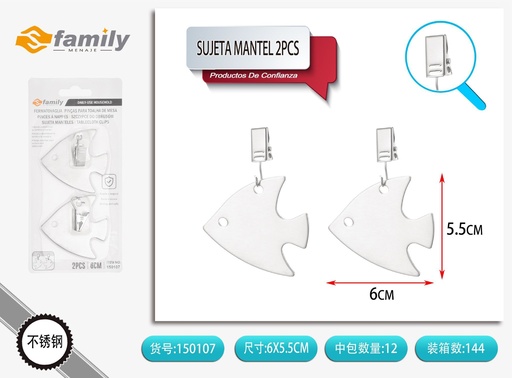 [150107] Sujeta manteles en forma de pez 2pcs para cocina