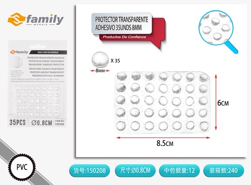 [150208] Protector transparente adhesivo 35 unidades 8mm para muebles