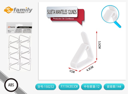 [150232] Sujeta manteles 12 unidades para mesas