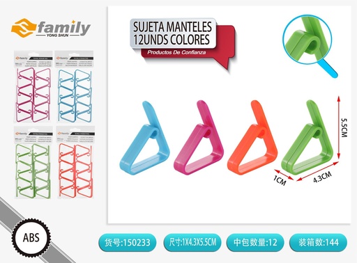 [150233] Sujeta manteles de colores 12 uds - Accesorios de mesa