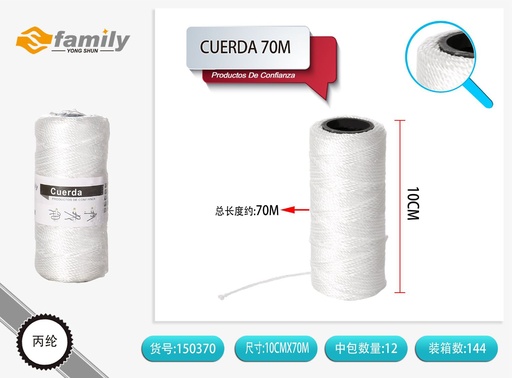 [150370] Cuerda blanca de polipropileno 70M, 80g - Accesorios diversos