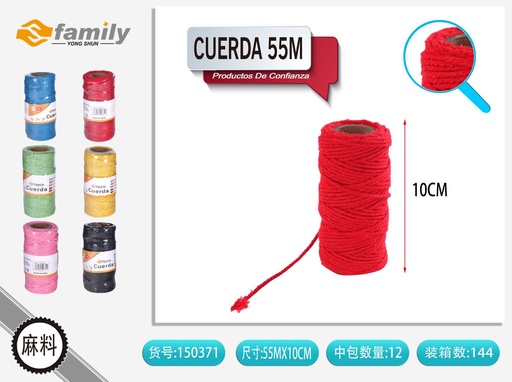 [150371] Cuerda de algodón colorido de 55m 80g - Sostenibilidad y manualidades