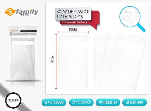 [150398] Bolsa de plástico de 3 hilos 10*15 cm 24 pcs - Bolsas de alimentos