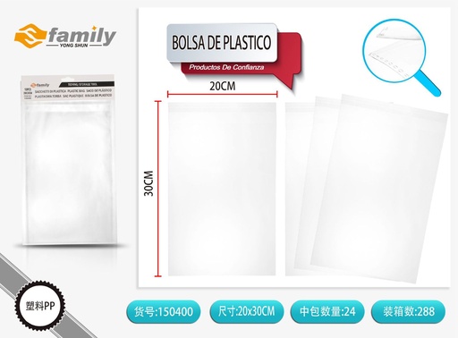 [150400] Bolsa de plástico de 3 hilos 20*30 cm 10 pcs - Bolsas de alimentos