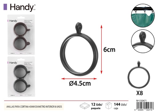 [150471] Anillas para cortina de baño 45mm diámetro interior 8pcs