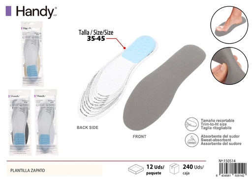[150514] Plantilla zapato elevadora de EVA talla 36-45 - Accesorios de calzado
