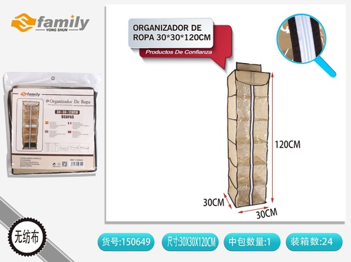 [150649] Organizador de ropa 30x30x120cm - Almacenamiento en el hogar