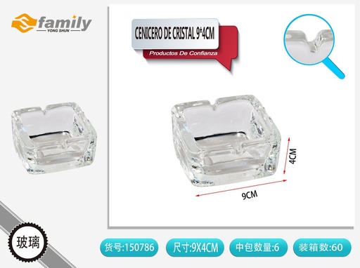 [317150786] Cenicero de cristal transparente 9x4 cm - Accesorios para fumar