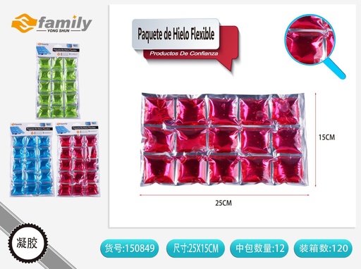 [150849] Paquete de hielo flexible de colores 15pcs para enfriamiento