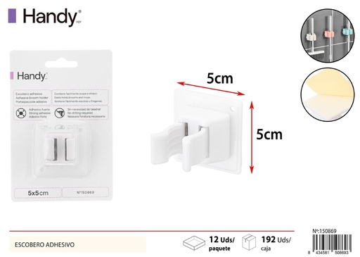 [150869] Escobero adhesivo blanco para organización de limpieza