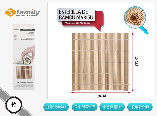 [150981] Esterilla de bambú para sushi 24x24cm para cocina japonesa