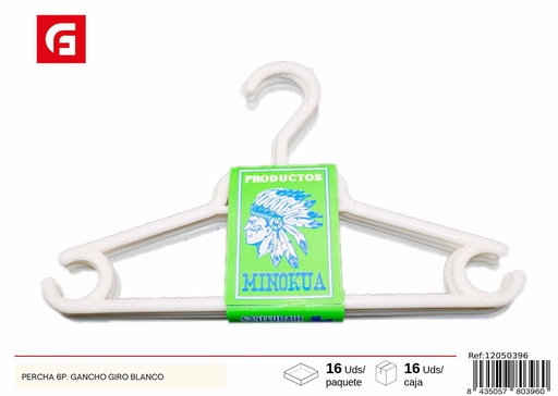[12050396] Percha con 6 ganchos color blanco - Organización del hogar