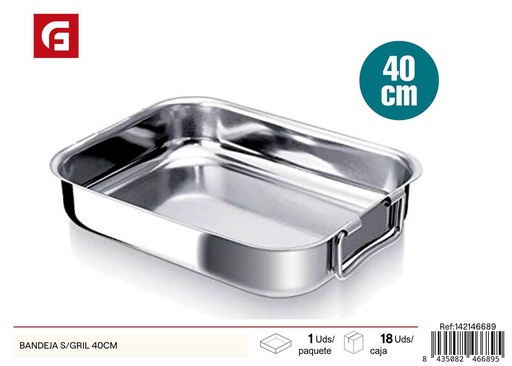 [142146689] Bandeja para horno gris de acero inoxidable 40 cm - Utensilios de cocina