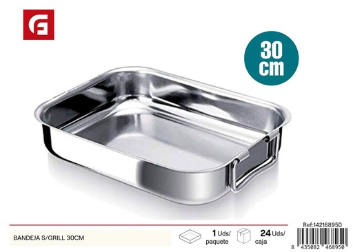 [142168950] Bandeja sin grill de acero inoxidable 30cm