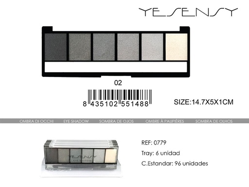 [0779-N02] Sombra de ojos Yesensy 6 tonos para maquillaje