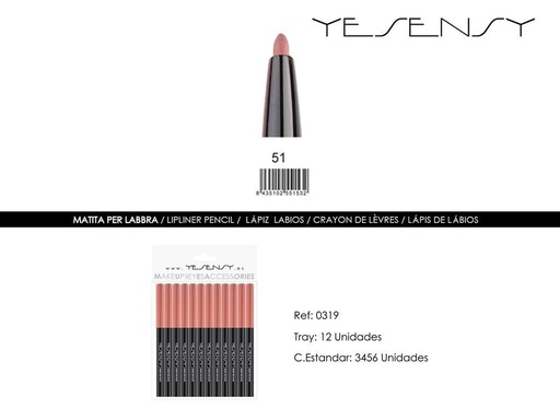 [0319-51] Lápiz de ojos - 12 unidades - Maquillaje y cosméticos