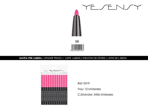 [0319-56] Lápiz de ojos/labios - 12 unidades - Color rosa - Maquillaje y cosméticos
