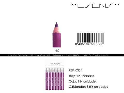 [0304-055] Lápiz de ojos/labios 12 unidades color rojo - Artículos de maquillaje