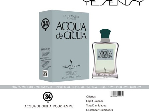 [MYS034] Perfume Agua por Gemme pour femme para mujeres