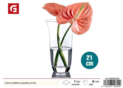 [180622624] Vaso de vidrio COK Florero Alegría 21 cm - Adornos para el hogar 