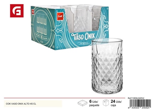 [180624052] Vaso alto de vidrio Onix 45cl para bebidas