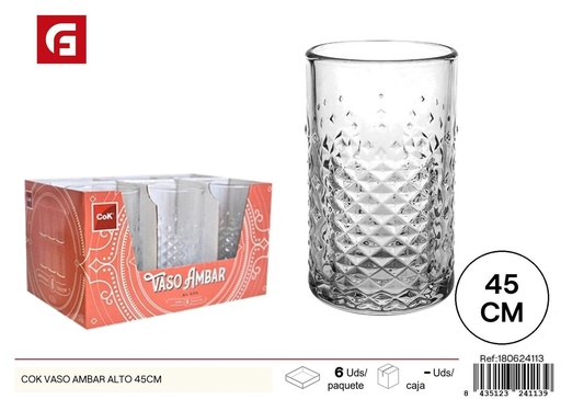 [180624113] Vaso ambar alto de cristal 45cm para bebidas